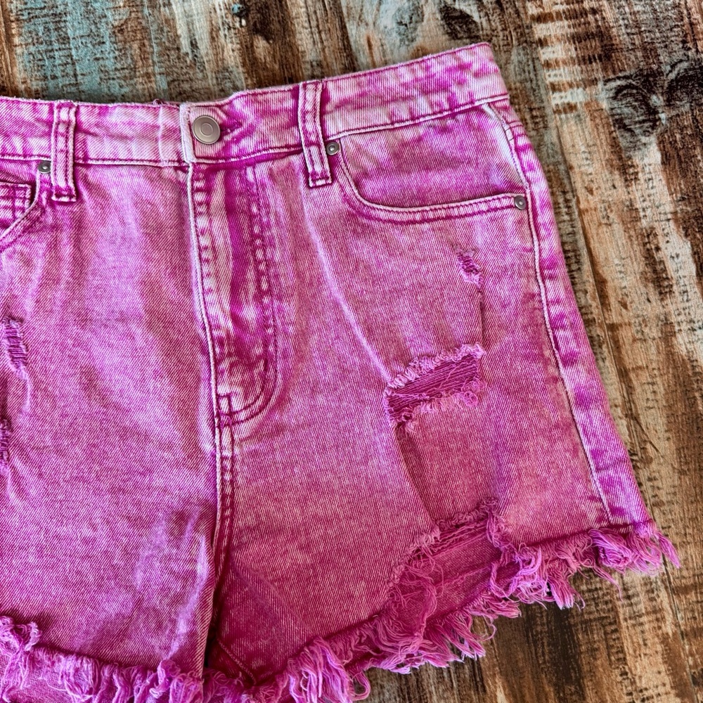 Women’s “Celebrity Pink” High-waisted Jean Shorts | #B8 - Picture 4 of 12